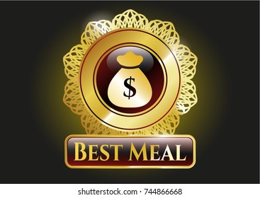  Gold emblem with money bag icon and Best Meal text inside