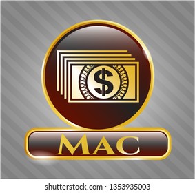  Gold emblem with money icon and Mac text inside