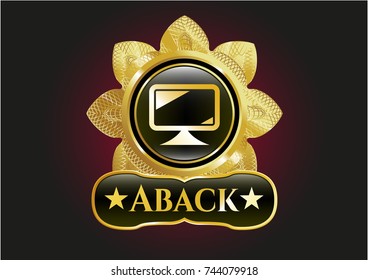  Gold emblem with monitor icon and Aback text inside