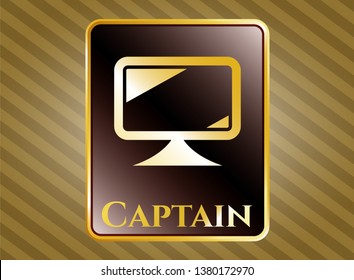  Gold emblem with monitor icon and Captain text inside