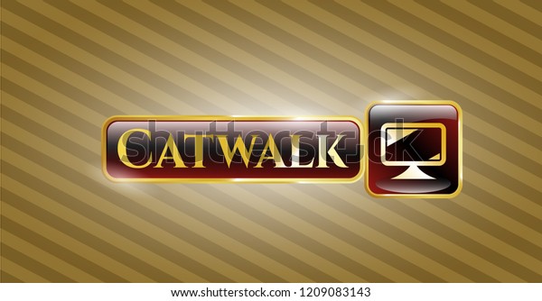 Pub Adgang Stikke ud Gold Emblem Monitor Icon Catwalk Text Stock Vector (Royalty Free) 1209083143