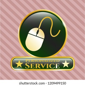  Gold emblem with mouse icon and Personalized Service text inside