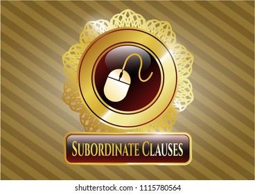  Gold emblem with mouse icon and Subordinate Clauses text inside