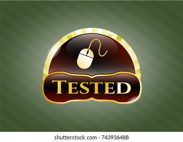 Gold emblem with mouse icon and Tested text inside