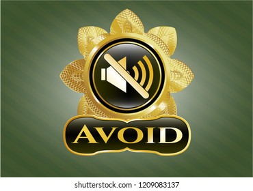 Gold emblem with mute icon and Avoid text inside