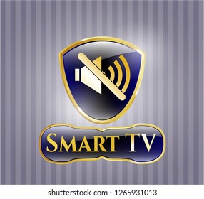  Gold emblem with mute icon and Smart TV text inside