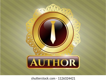  Gold emblem with necktie icon and Author text inside