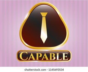  Gold emblem with necktie icon and Capable text inside