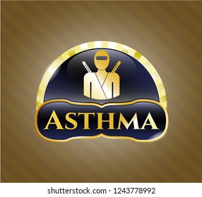  Gold emblem with ninja icon and Asthma text inside