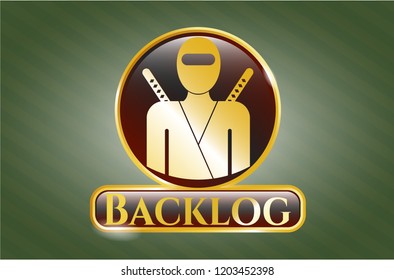  Gold emblem with ninja icon and Backlog text inside