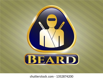  Gold emblem with ninja icon and Beard text inside