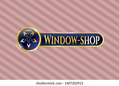 Gold emblem with ninja star icon and Window-shop text inside