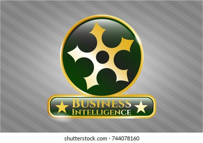  Gold emblem with ninja star icon and Business Intelligence text inside