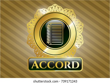  Gold emblem with note book icon and Accord text inside