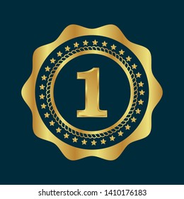 Gold Emblem Number 1 1 Years Stock Vector (Royalty Free) 1410176165