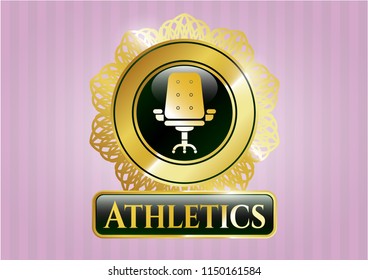  Gold emblem with office chair icon and Athletics text inside