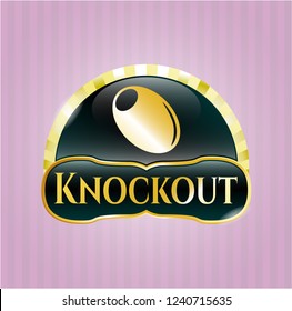  Gold emblem with olive icon and Knockout text inside