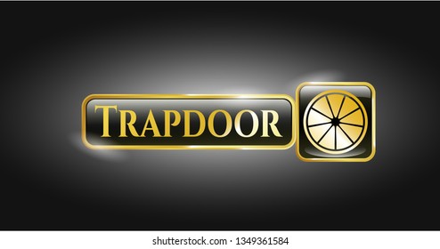  Gold emblem with orange icon and Trapdoor text inside