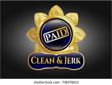  Gold emblem with paid icon and Clean & Jerk text inside