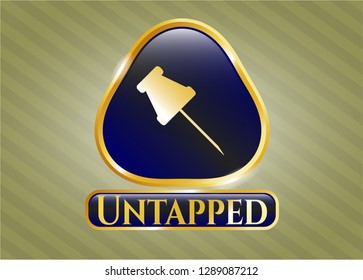 Gold emblem with paper pin icon and Untapped text inside