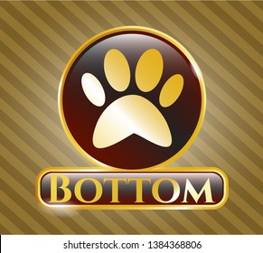  Gold emblem with paw icon and Bottom text inside