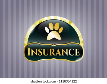  Gold emblem with paw icon and Insurance text inside