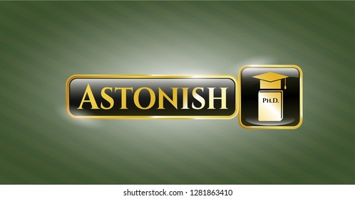  Gold emblem with Phd thesis icon and Astonish text inside