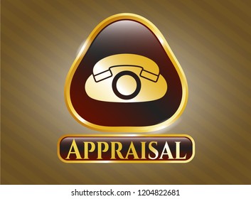  Gold emblem with phone icon and Appraisal text inside