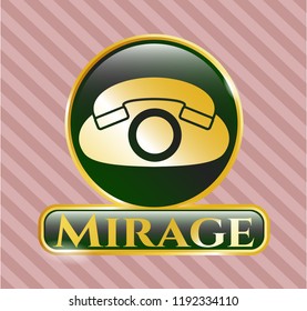  Gold emblem with phone icon and Mirage text inside
