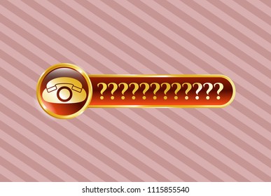  Gold emblem with phone icon and Question Mark text inside