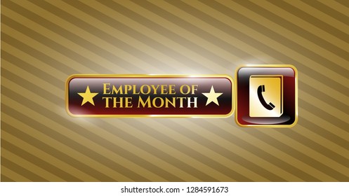  Gold emblem with phonebook icon and Employee of the Month text inside