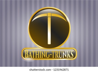  Gold emblem with pickaxe icon and Bathing-trunks text inside