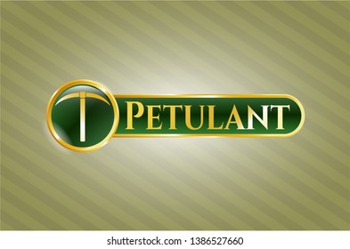 Gold emblem with pickaxe icon and Petulant text inside
