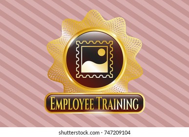  Gold emblem with picture icon and Employee Training text inside