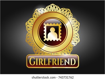  Gold emblem with picture icon and Girlfriend text inside