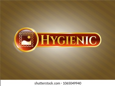 Gold emblem with picture icon and Hygienic text inside
