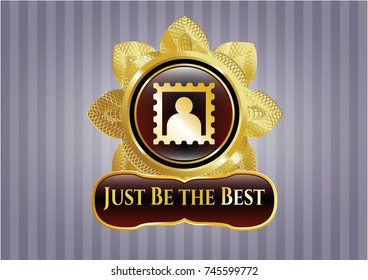  Gold emblem with picture icon and Just Be the Best text inside