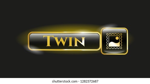  Gold emblem with picture icon and Twin text inside