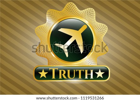  Gold emblem with plane icon and Truth text inside