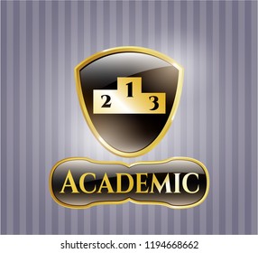  Gold emblem with podium icon and Academic text inside