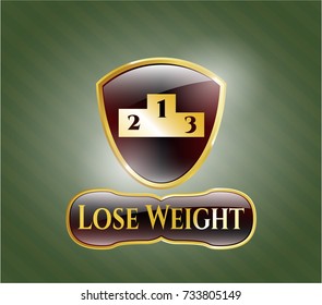  Gold emblem with podium icon and Lose Weight text inside