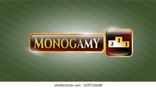  Gold emblem with podium icon and Monogamy text inside