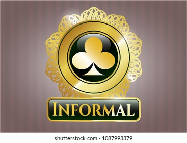  Gold emblem with poker clover icon and Informal text inside