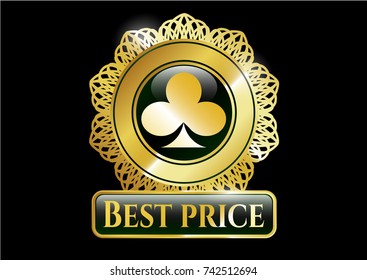  Gold emblem with poker clover icon and Best Price text inside