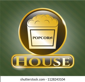  Gold emblem with popcorn icon and House text inside