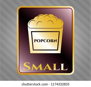  Gold emblem with popcorn icon and Small text inside