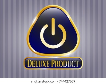  Gold emblem with power icon and Deluxe Product text inside