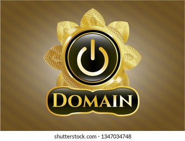 Gold emblem with power icon and Domain text inside