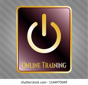  Gold emblem with power icon and Online Training text inside