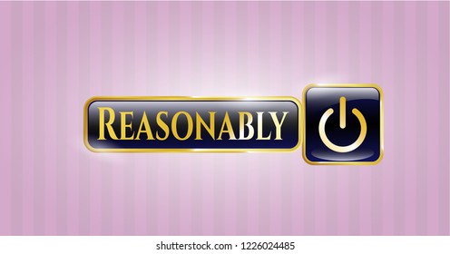  Gold emblem with power icon and Reasonably text inside